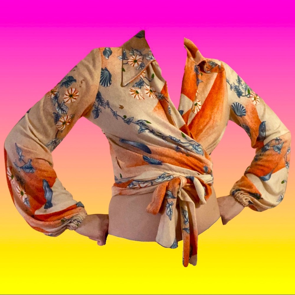 Yeehaw! Wrap-around puff sleeve blouse